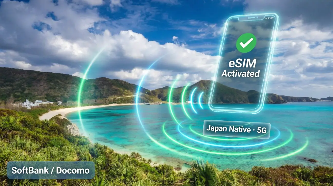 Okinawa tropical beach and island scenery with Japan eSIM coverage